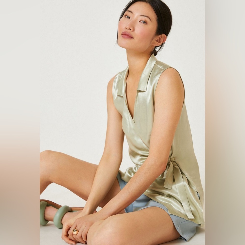 ANTHROPOLOGIE NWOT Iridescent Wrap Top, Small